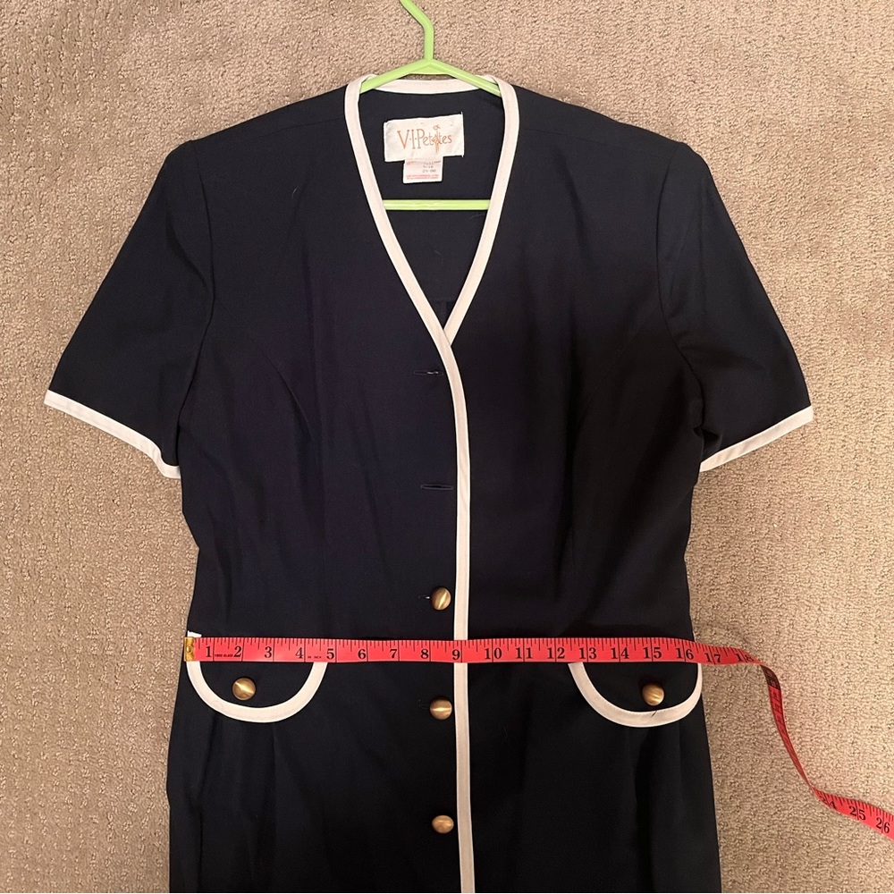 Vintage Navy Button Down Dress - Picture 9 of 9